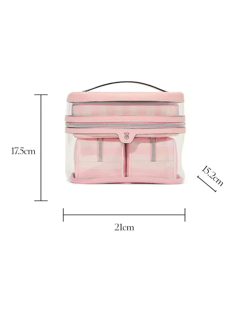 Victoria Secret Iconic Stripe Baby Pink 4 in 1 Makeup Bag