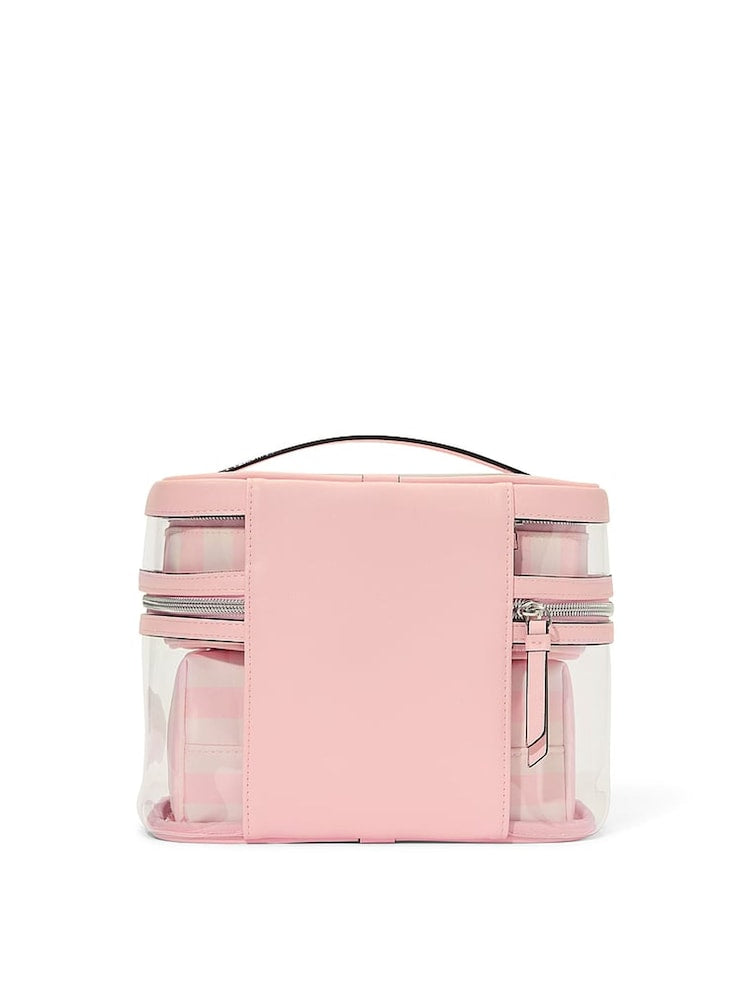 Victoria Secret Iconic Stripe Baby Pink 4 in 1 Makeup Bag