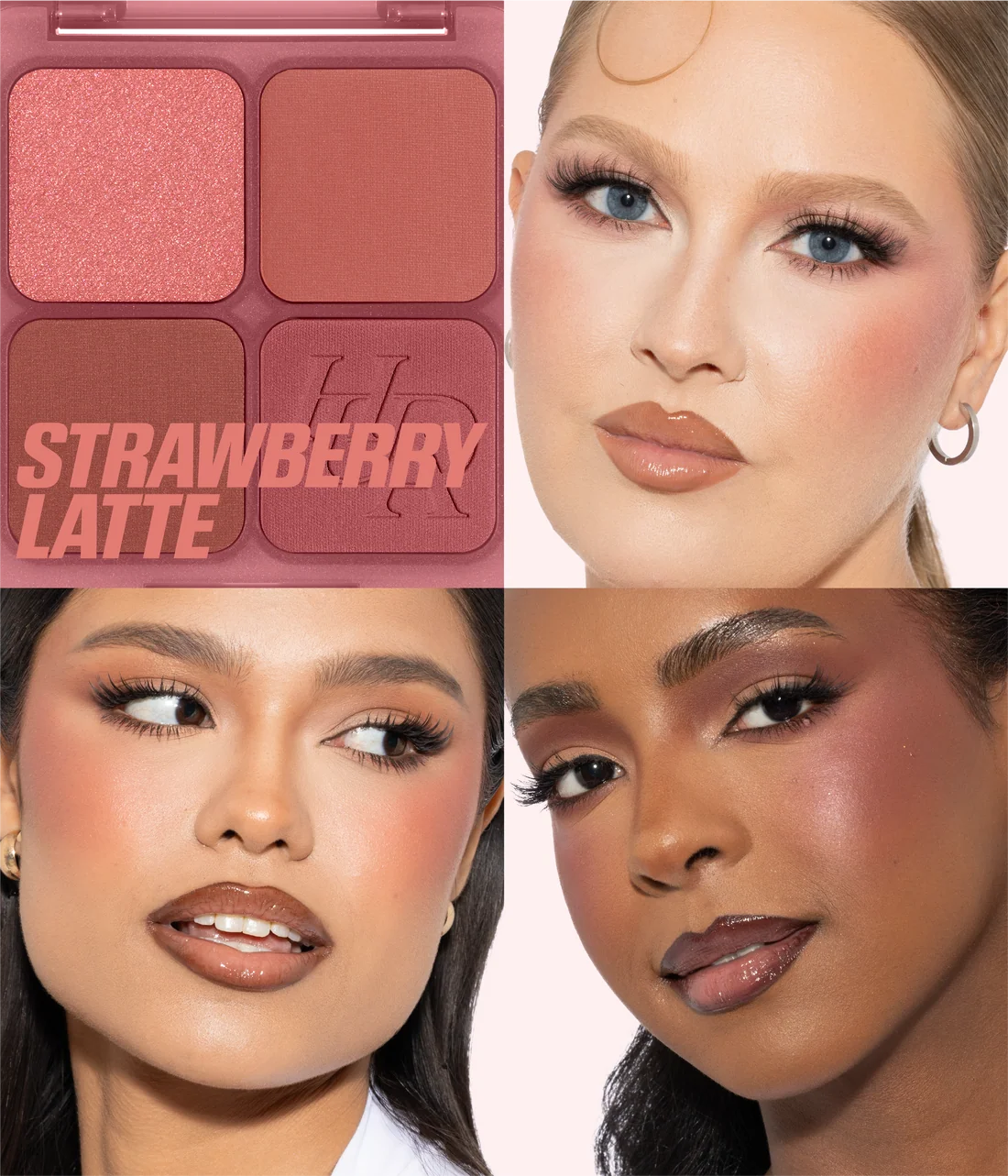 HUDA BEAUTYBLUSH FILTER BLURRING BLUSHLIGHTERS PALETTE STRAWBERRY LATTE
