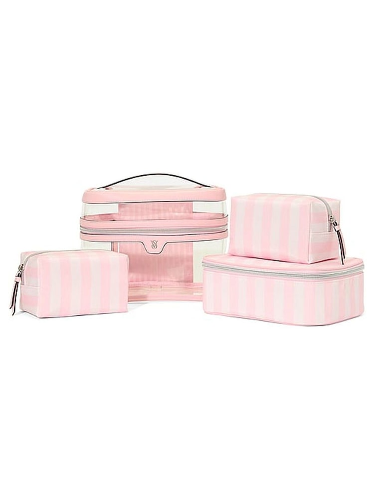 Victoria Secret Iconic Stripe Baby Pink 4 in 1 Makeup Bag