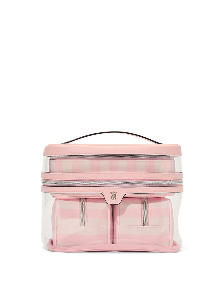 Victoria Secret Iconic Stripe Baby Pink 4 in 1 Makeup Bag