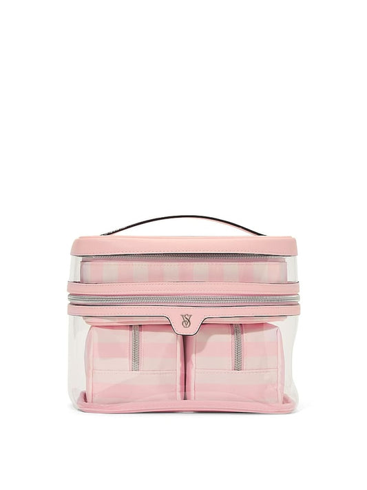 Victoria Secret Iconic Stripe Baby Pink 4 in 1 Makeup Bag