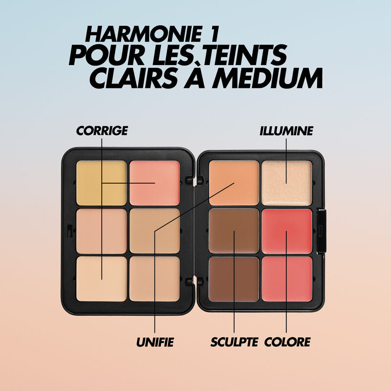MAKEUP FOR EVER HD SKIN ALL-IN-ONE FACE PALETTE
Palette teint crème : fond de teint, correcteur & blush